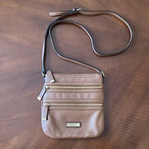 Calvin Klein Brown Vegan Leather Crossbody Bag